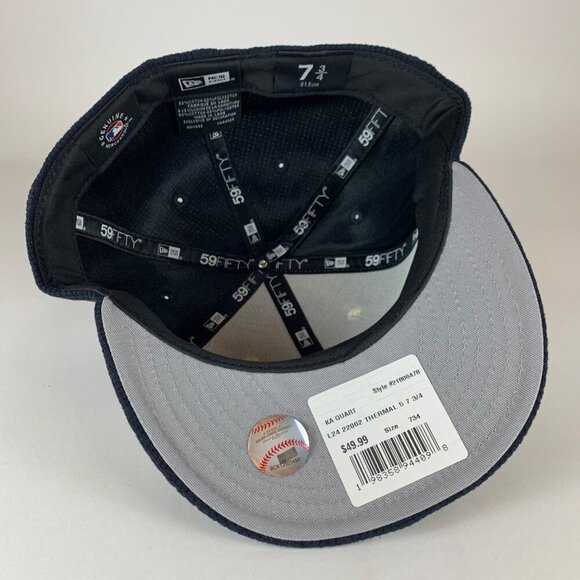 Boston Red Sox MLB Navy Blue Cream New Era 59Fifty Thermal Fitted Hat 7 3/4 New - Picture 4 of 5